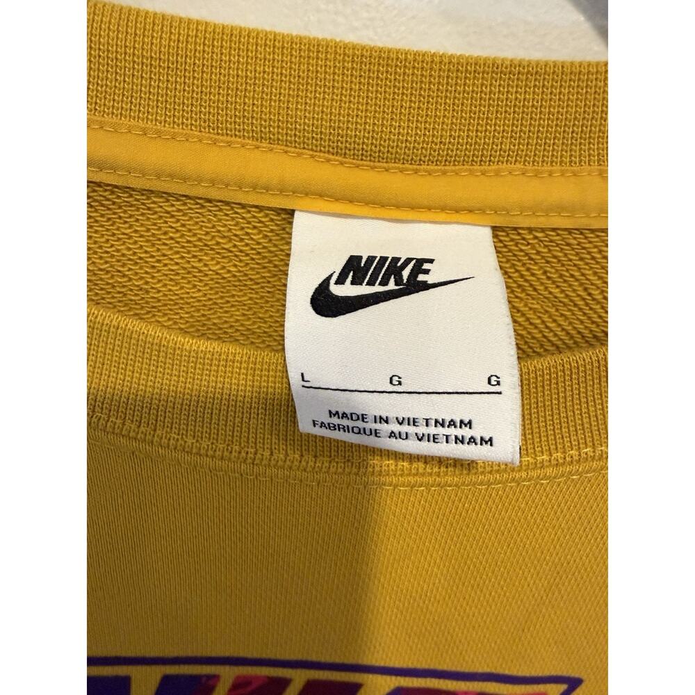 Nike Just Do It Swoosh Retro Terry Fleece Sweatshirt Sz Large Nylon Sleeves Crop - Picture 5 of 7